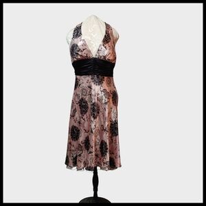 Speechless Black and Blush Floral Halter Dress